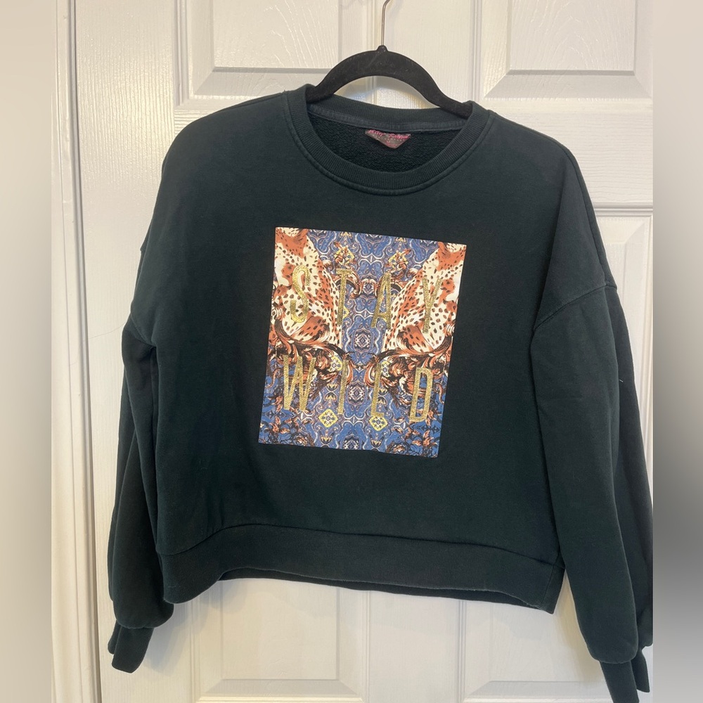 Betsey Johnson Stay Wild Cropped Sweatshirt